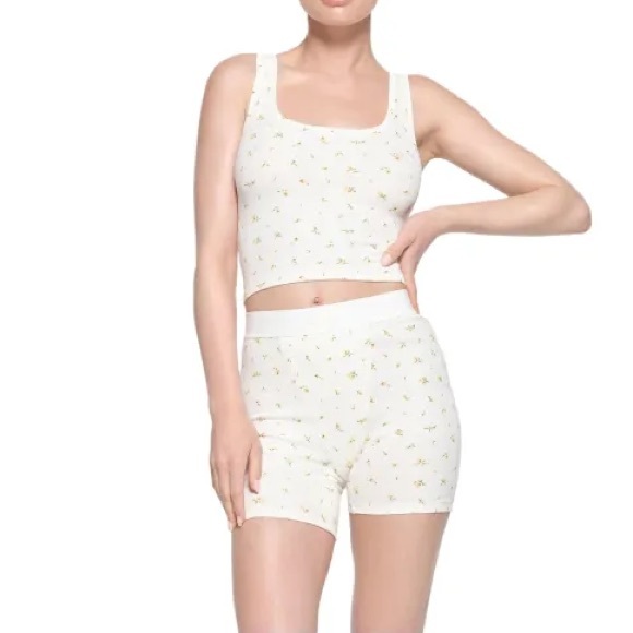 SKIMS COTTON RIB PJ SET | MARIGOLD ROSEBUD PRINT - Picture 1 of 6